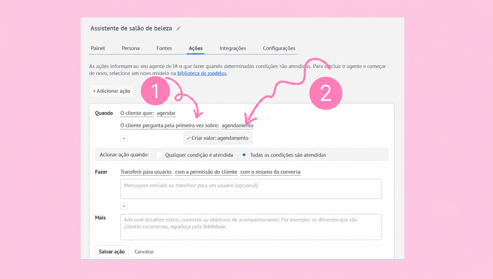 Instructions for scheduling appointments in a beauty salon assistant interface.